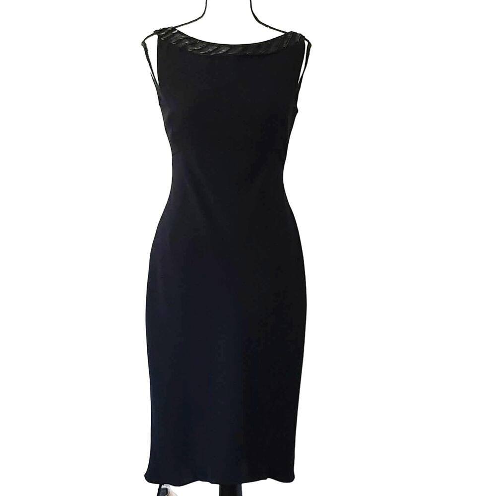 Evan Picone Cocktail Dress Women's S Black Beaded Neckline Cocktails Festive